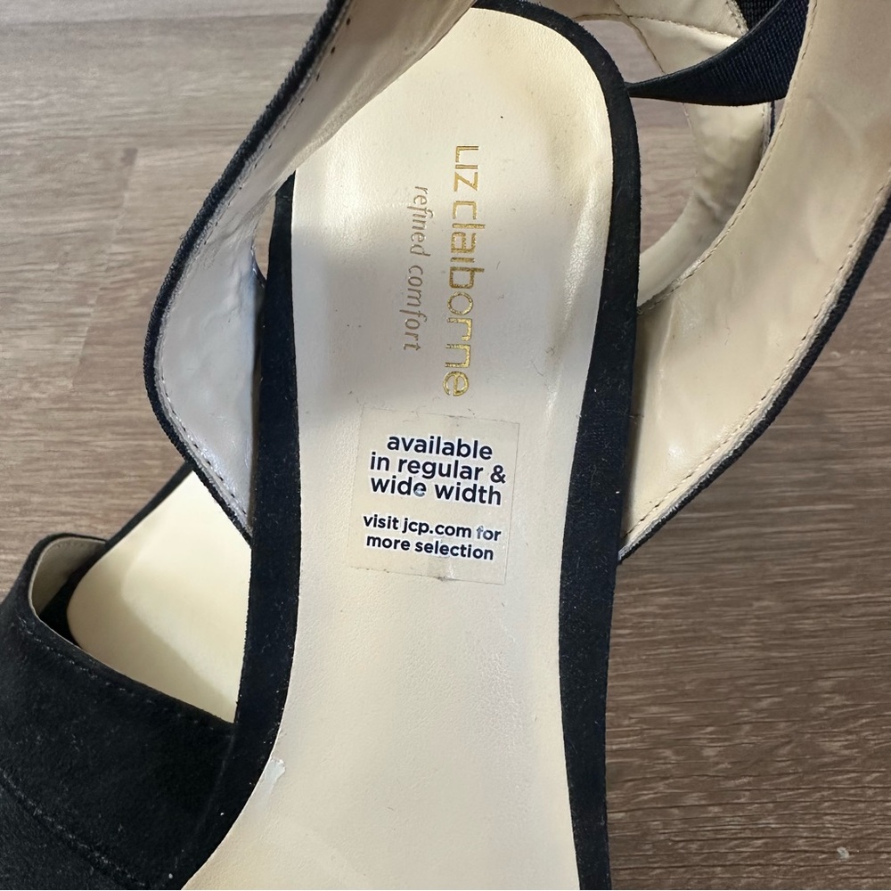 Liz Claiborne Eastwick Women's Black Elastic Ankle Strap Heels 7.5M - Picture 4 of 6